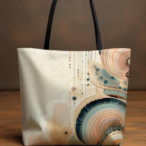 Swirl Boho Tote Bag, Weekender Bag for Women, Over Shoulder Bag, Ethnic Overnight Tote, Small Medium and Large Size Shopping Bag