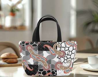 Adult Insulated Lunch Tote Bag, Quilted With Paisley Lunch Bag for Women, Lunch Lady Gift for Her