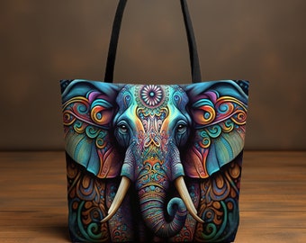 African Tote Bag Afro Elephant Over Shoulder Bag Big Medium Small Size Weekender Bag Women Overnight Tote Bag African Gift for Her