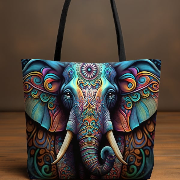 African Tote Bag Afro Elephant Over Shoulder Bag Big Medium Small Size Weekender Bag Women Overnight Tote Bag African Gift for Her
