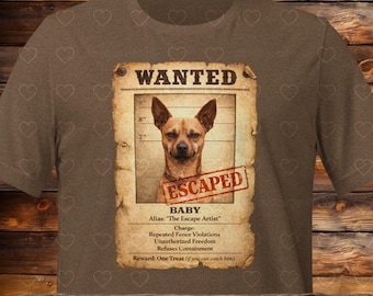 Custom Pet Wanted Poster Shirt | Funny Escape Artist Dog Tee (Unisex)