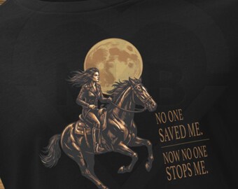 Dark Fantasy Warrior Horse Women's T-Shirt, Female Rider Gothic Moonlit Art