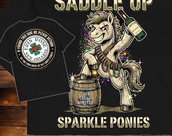 CUSTOM - Saddle Up Sparkle Ponies!! Unisex organic ribbed neck t-shirt