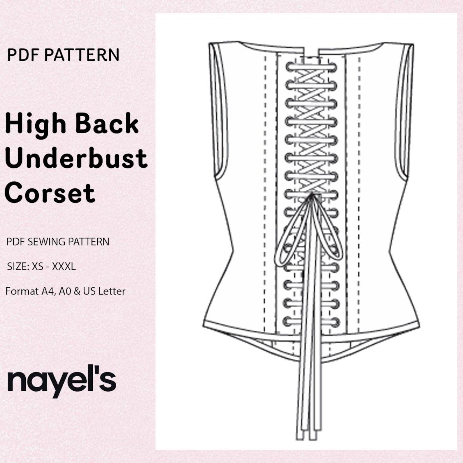 High Back Underbust Corset Sewing Pattern PDF | Beginner Friendly ...