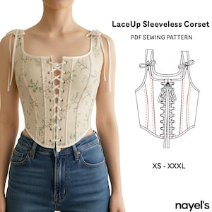 Corset sewing instructions and pattern | Lace Up Crop Top PDF | Y2K Cottagecore Renaissance Bodice | Beginner Friendly