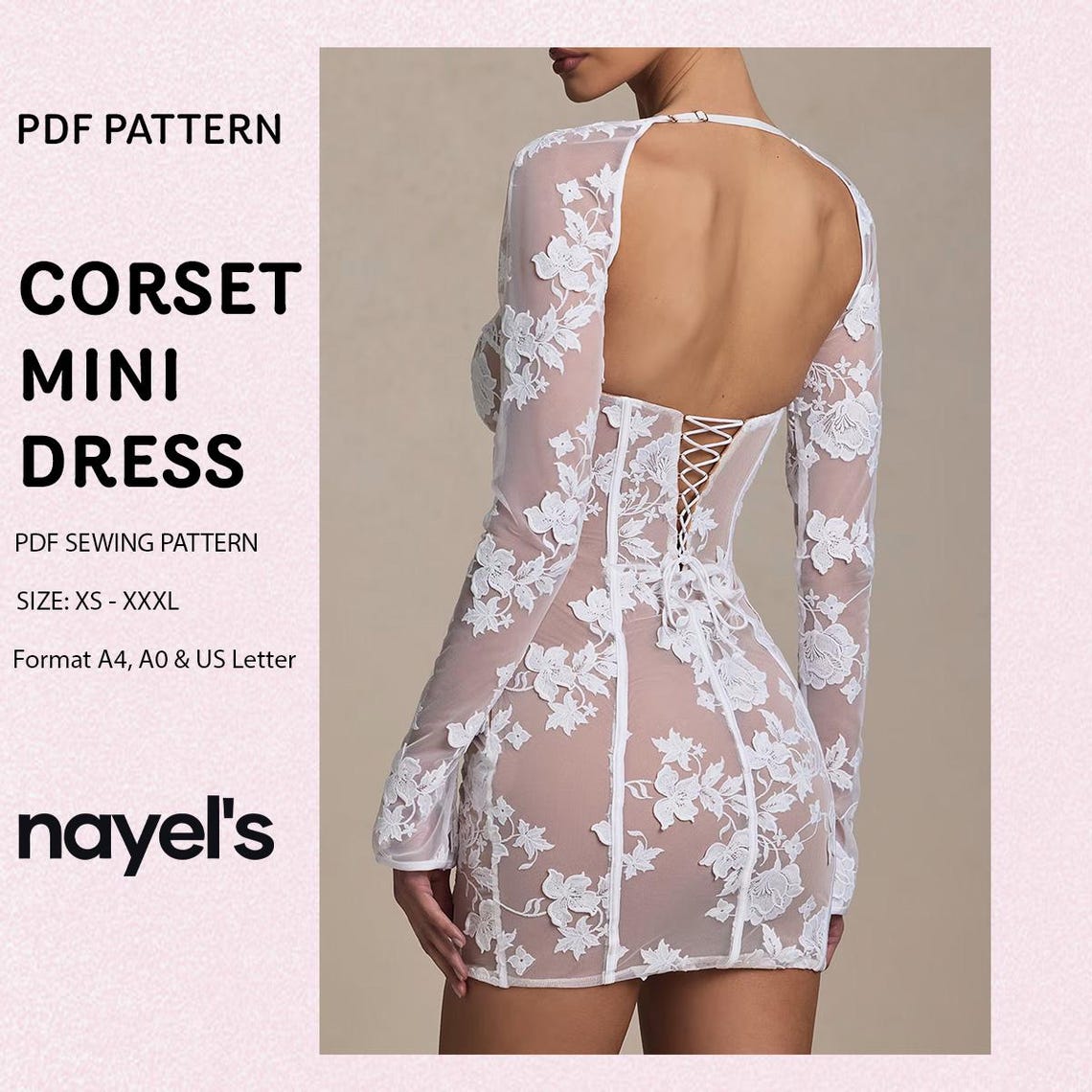 Corset Mini Dress Pattern, Corset Dress Sewing Instructions and Pattern ...