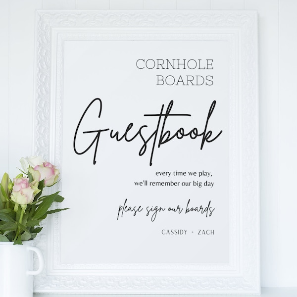 Wedding Cornhole Board Guest Book Sign, Please Sign Our Cornhole Board Guest Book Printable, Minimalist Cornhole Board Guest Book Sign