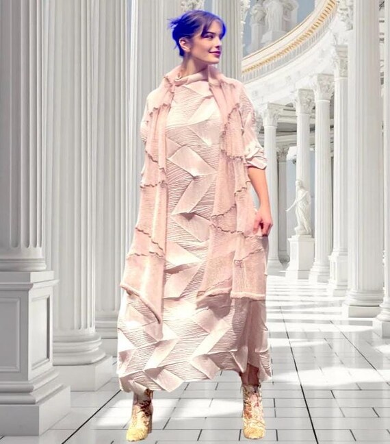 issey miyake maxi dress PLEATS PLEASE ISSEY MIYAKE Brown Monthly Colors November Maxi Dress Pleats  Please Issey Miyake