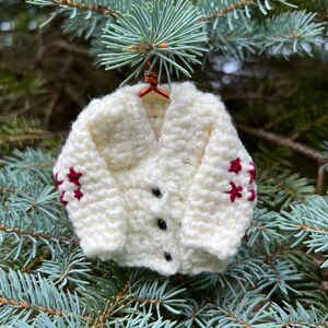 Handmade White and red star Mini Cardigan Ornament Decor