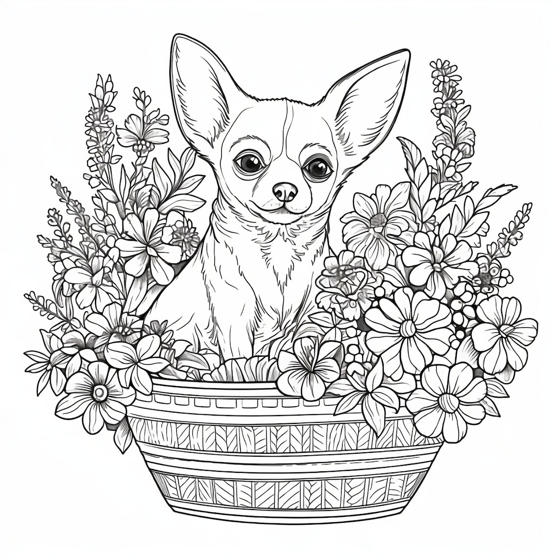 Five Chihuahua Coloring Pages Collection, Digital Download, Printable ...
