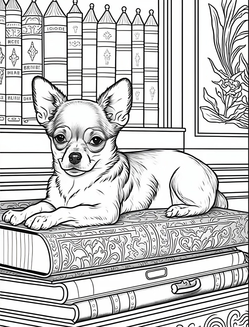 Five Chihuahua Coloring Pages Collection, Digital Download, Printable ...