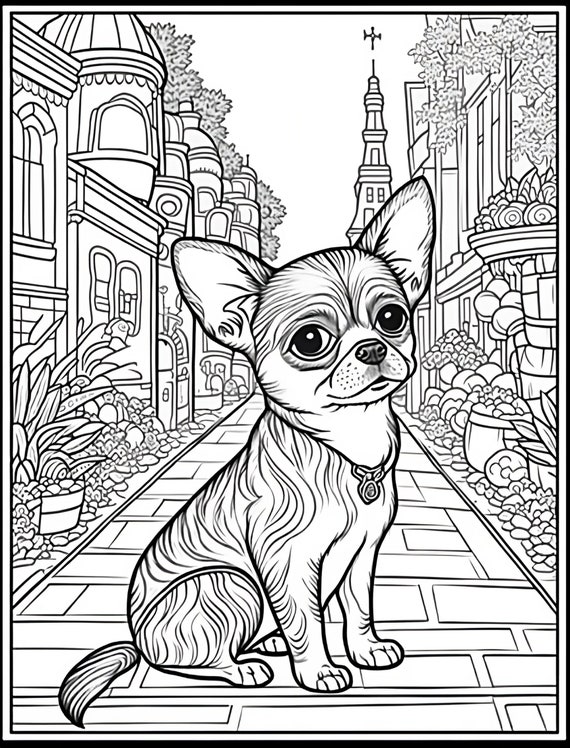 Five Chihuahua Coloring Pages Collection 2 - Etsy
