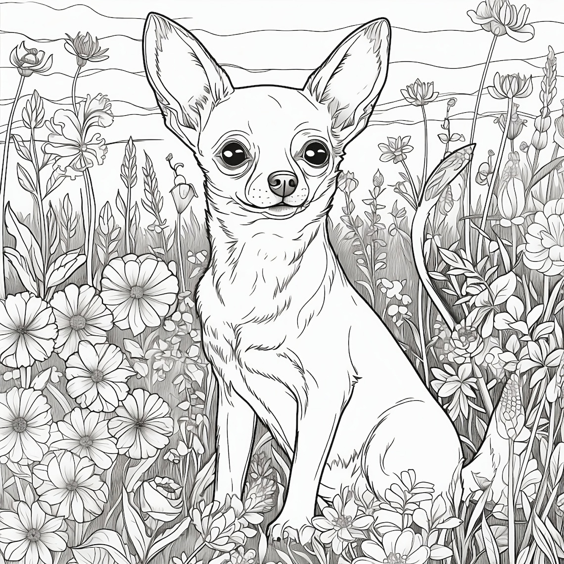 Five Chihuahua Coloring Pages Collection, Digital Download, Printable ...