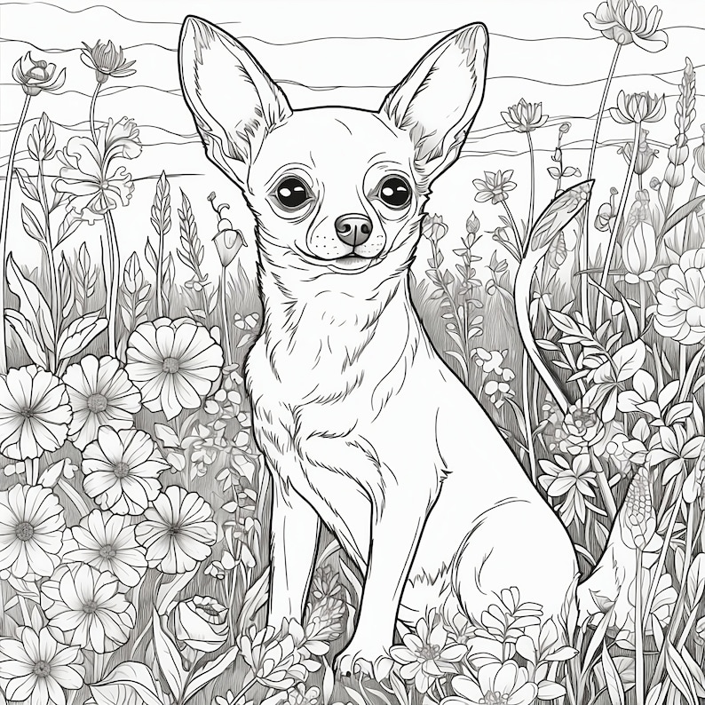 Five Chihuahua Coloring Pages Collection, Digital Download, Printable ...