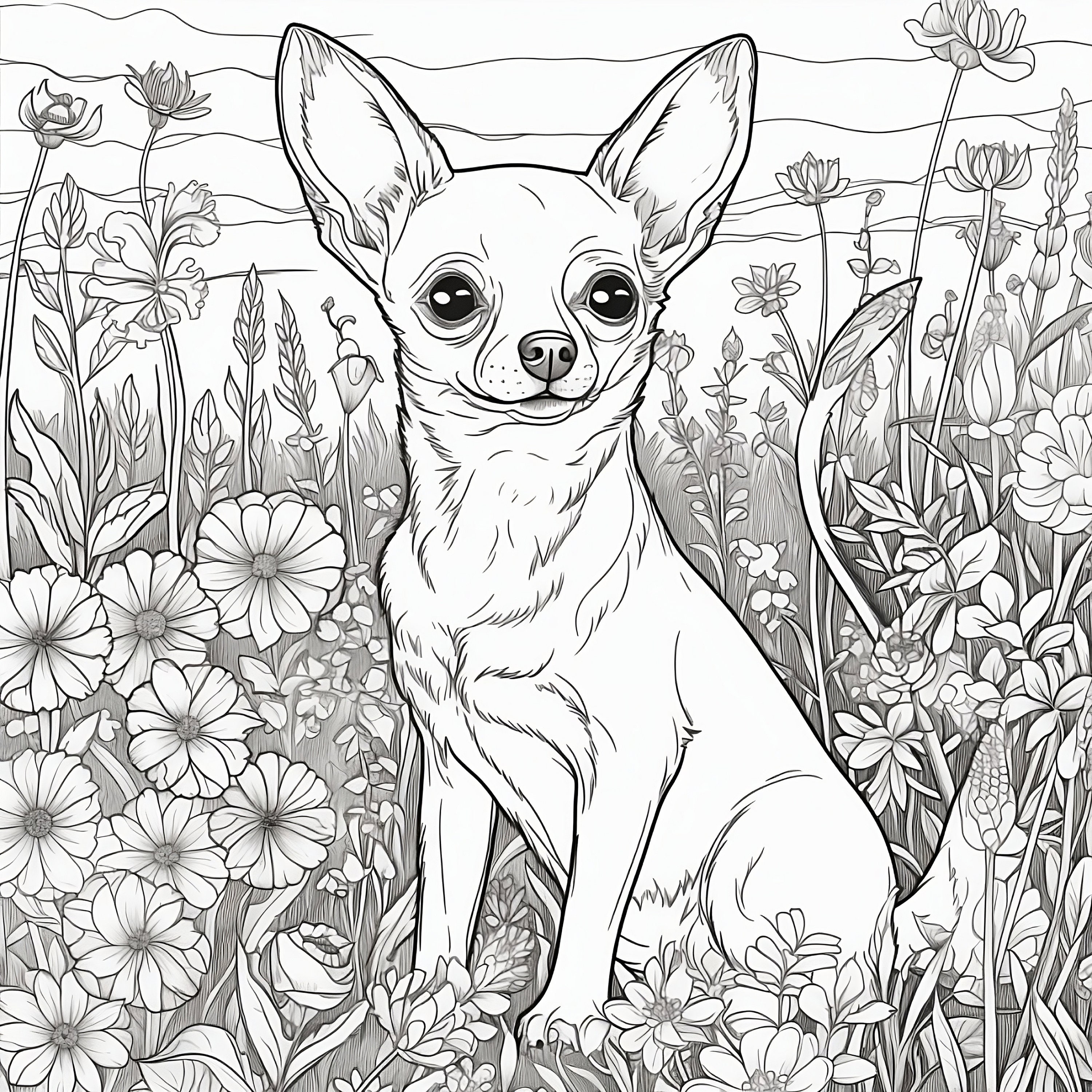 Five Chihuahua Coloring Pages Collection, Digital Download, Printable