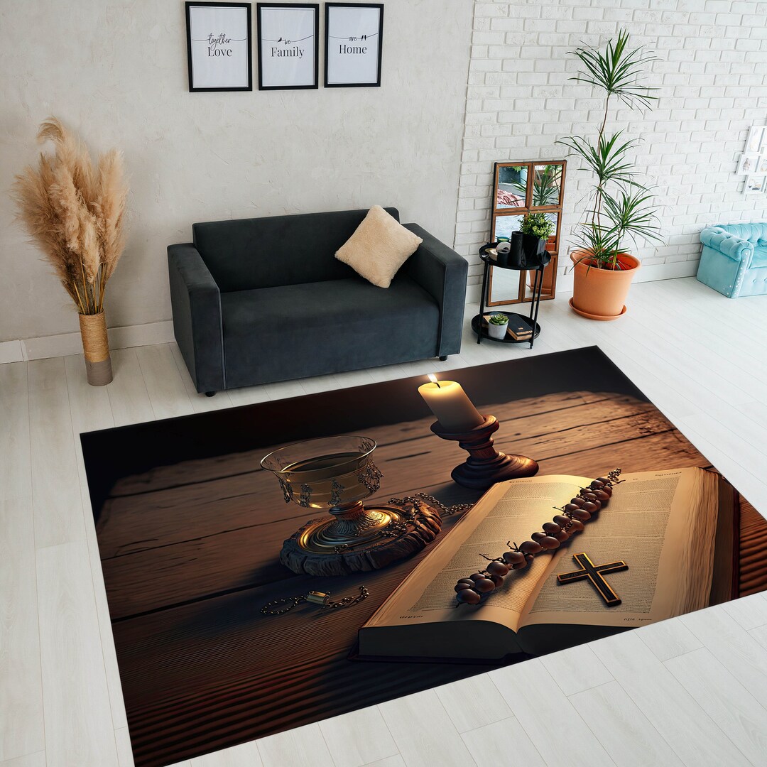 Pilgrimage Sign Rug Holy Bible Rug Rosary Rug Beads Rug Etsy