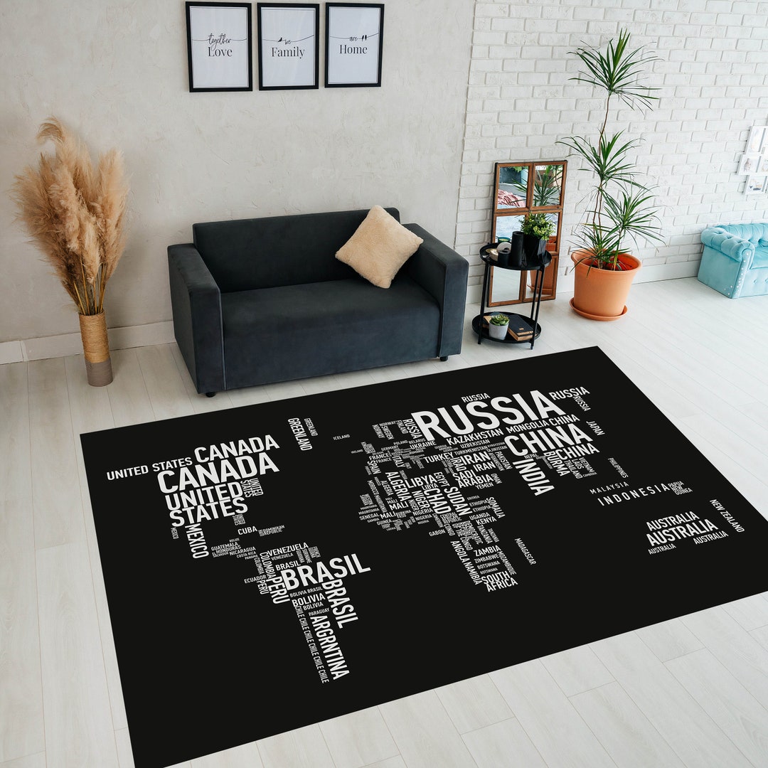 Countries Country Names Rug World Map Rug Educational Rug Etsy