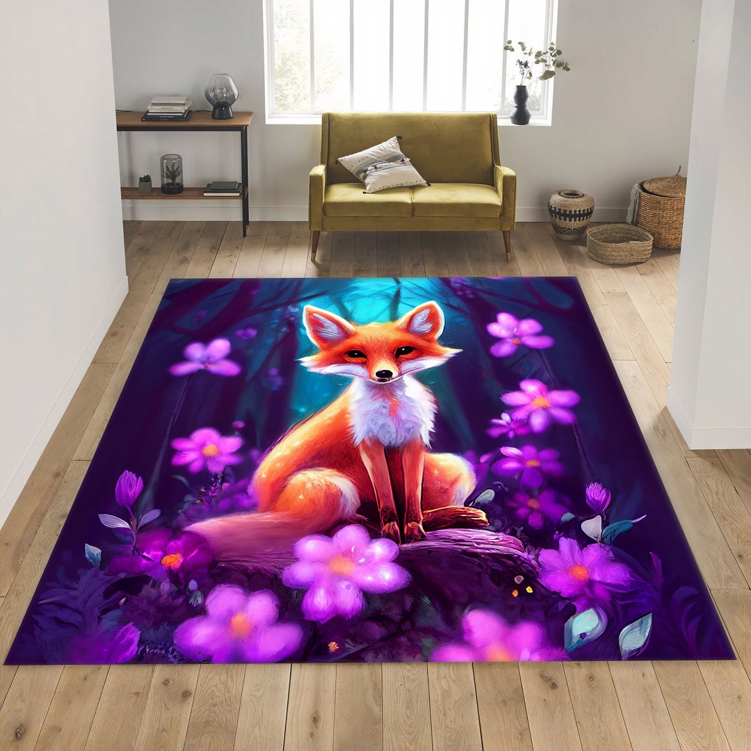 Little Pretty Fox Rug Fox Rug Cute Animal Rug Animal Rug Etsy