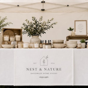 Custom Logo Table Runner | Personalized Business Banner | Vendor Booth Decor | Pop Up Shop, Farmers Market & Wedding Display