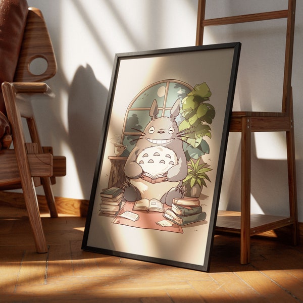 Japanse animatiekunstposter, totoro poster, totoro muurprint, manga poster, Studio Ghibli Anime Artwork Print, schattige anime karakterprint