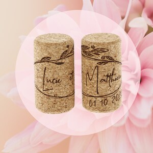 Bouchons de vin en liège personnalisés pour Mariage Lucie & Mathieu