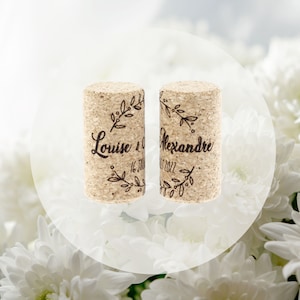 Bouchons de vin en liège personnalisés pour Louise & Alexandre
