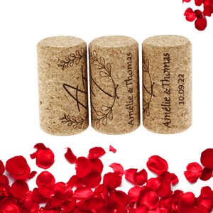 Bouchons de vin en liège personnalisés pour Mariage Amélie & Thomas