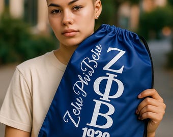 Bolsa con cordón Zeta Phi Beta (41,8 cm de alto x 37,5 cm de ancho)