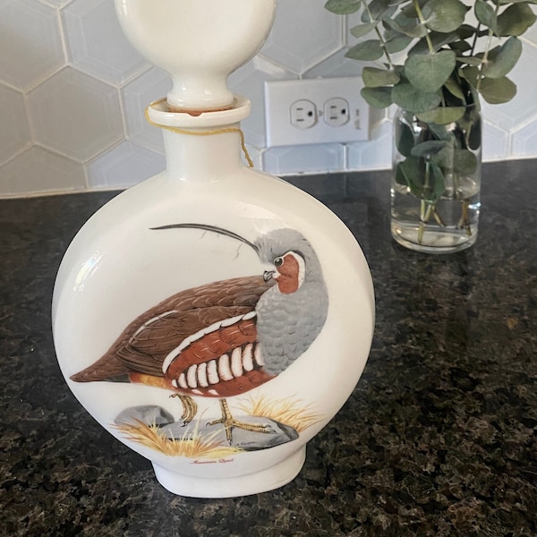 1969 Dant Distillery 'Field Birds' Mountain Quail Empty Decanter - Vintage Bourbon Collectible