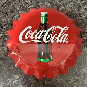 1998 Coca-Cola Vintage Metal Bottle Cap Sign - Collectible Coke Advertising Sign