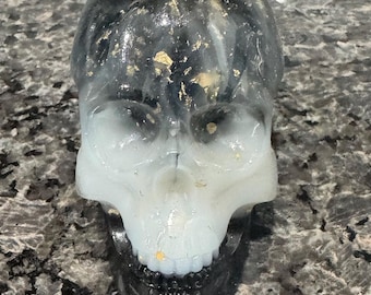 Handmade Epoxy Resin Skull Art – Gothic Decor, Halloween Decoration & Unique Home Accent, Custom Resin Gift Available in 3 Sizes