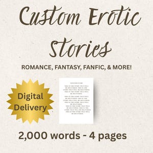 Custom Romantic Story (2,000 words) – Personalized Short Fiction, NSFW Romance, Kinks Welcome, Custom Smut, Dark Fantasy, FREE cover art