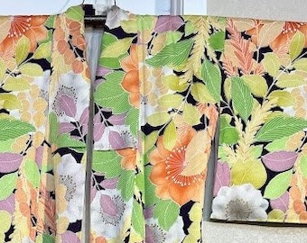 pre-1970s Silk Kimono - Tropical Florals