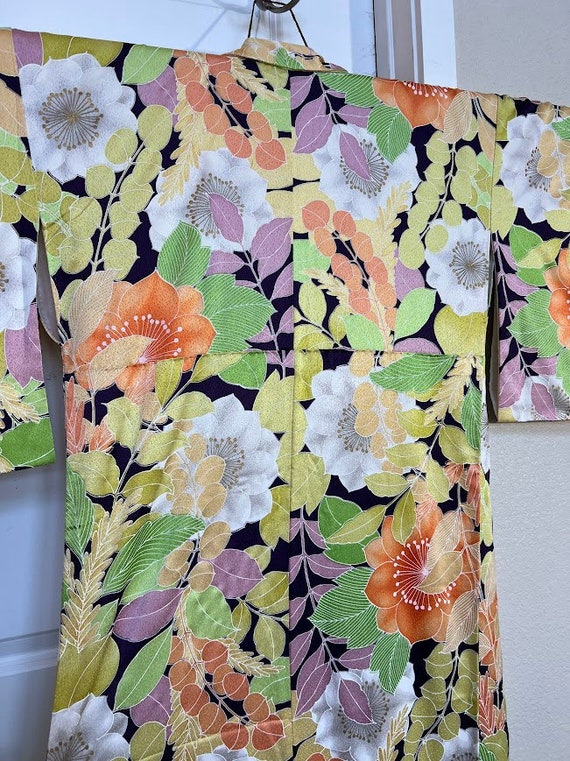 pre-1970s Silk Kimono - Tropical Florals - image 9
