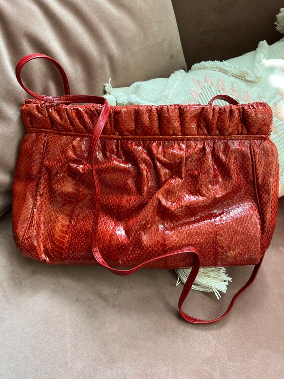 Vintage Red Snakeskin Cocktail Crossbody/Clutch