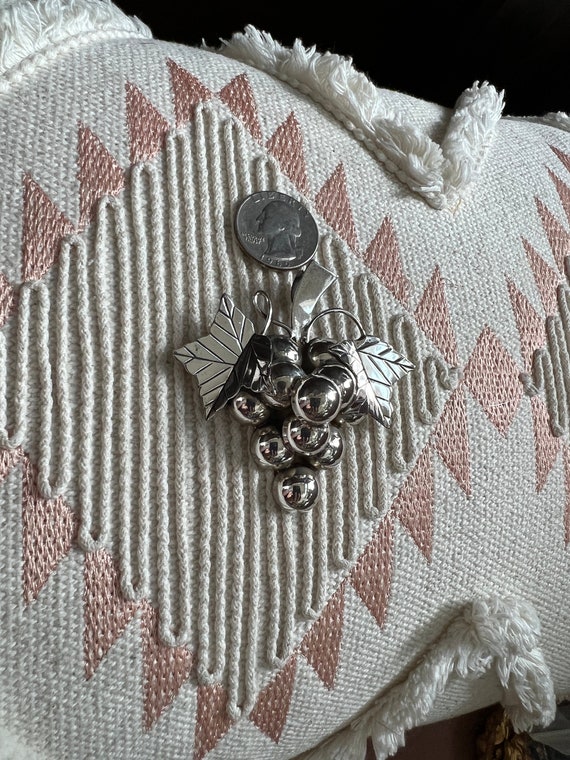 Vintage 925 Sterling Silver Grape Bunch Brooch