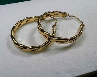 9ct Gold Filled Twist Hoop Earrings - Etsy