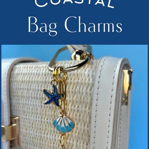 Blue Coastal Tote Charm Last Toast On The Coast Bachelorette Party Favor Trendy Beach Bag Charm Preppy Coastal Charm Shell Purse Accessory image 10