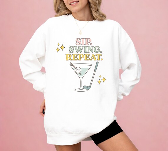 Retro Golf Girl Crewneck Women Trendy Golf Shirt 19th Hole Golf