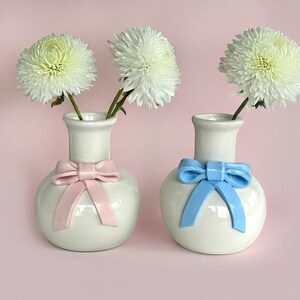 Keramik Vase Schleife Dekor kokett ästhetische Handgemachte Vase weich Mädchen ästhetische Balletcore Dekor Ereignis-Dekor Baby-Dusche-Dekor Studentenwohnheim Zimmer