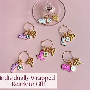 Personalized Initial Wine Charms Nashville Bach Party Favors Western Theme Party Gifts Cowgirl Bach Drink Markers Western Girls Trip Gift