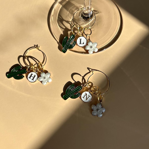 Personalized Cactus Wine Charms: Western Bachelorette Party Favors