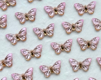 Butterfly Acrylic Charm Resin Flatback Supply Pink And Gold Butterfly Shimmer Charm Supply Jewelry DYI Charms Summer Charm for Earrings