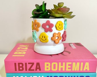 Retro Blume bunter Keramik Übertopf Boho Dekor Übertopf für Sukkulenten niedliches Geschenk Übertopf