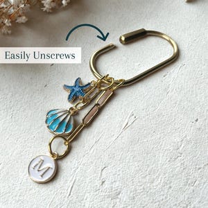 Blue Coastal Tote Charm Last Toast On The Coast Bachelorette Party Favor Trendy Beach Bag Charm Preppy Coastal Charm Shell Purse Accessory image 6