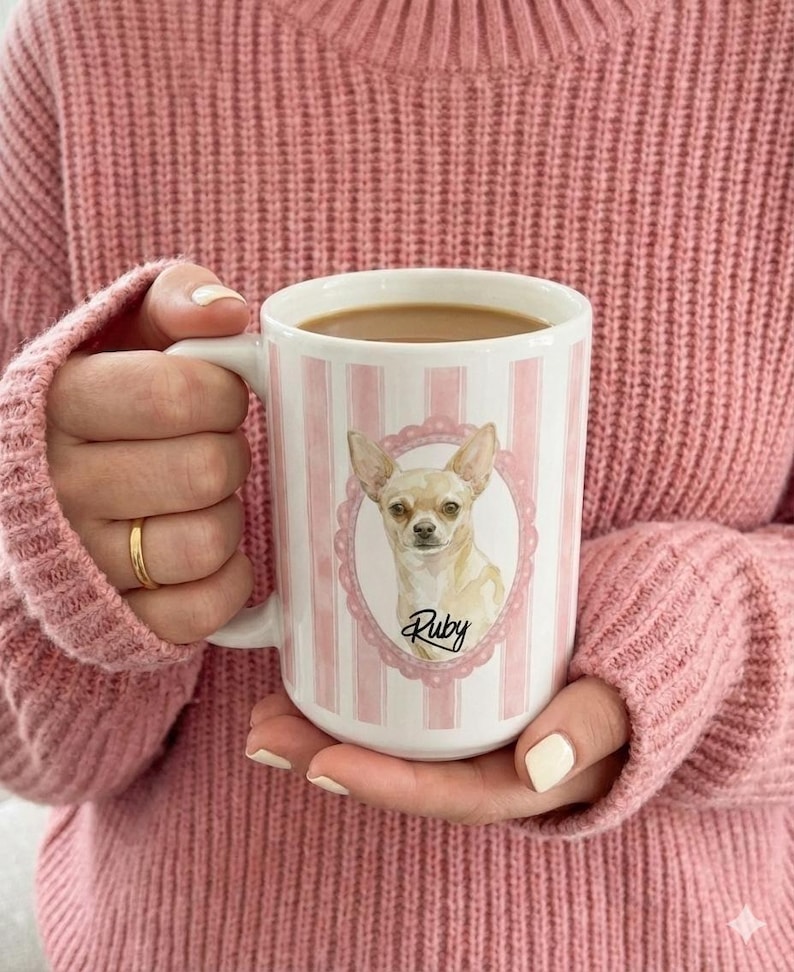 Cat Portrait Coffee Mug Dog Illustration Cup Custom Pet Design Personalized Animal Face Ceramic Drinkware Pet Owner Gift Morning Coffee Essential Vintage Style Frame Colorful Design Options Dishwasher Safe Cup Microwave Friendly Drinkware