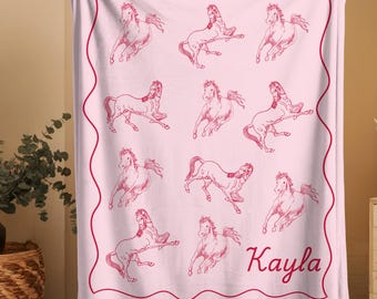 Personalized Pink Horse Blanket: Western Equestrian Nursery Decor