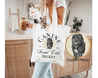 Custom Dog Canvas Tote Dog Mom Gift Personalized Dog Travel Bag Dog Lover Gift New Puppy Gift Social Club Tote Bag Doggy Day Care Bag