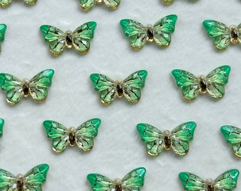 Butterfly Acrylic Charm Resin Flatback Supply Green And Gold Butterfly Shimmer Charm Supply Jewelry DYI Charms  Summer Charm for Earrings