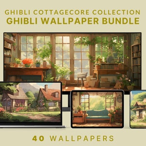 Studio ghibli wallpaper bundle cottagecore wallpaper cozy desktop wallpaper anime ultra wide wallpaper ghibli phone wallpaper anime ipad